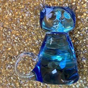 Blue Glass Cat Figurine